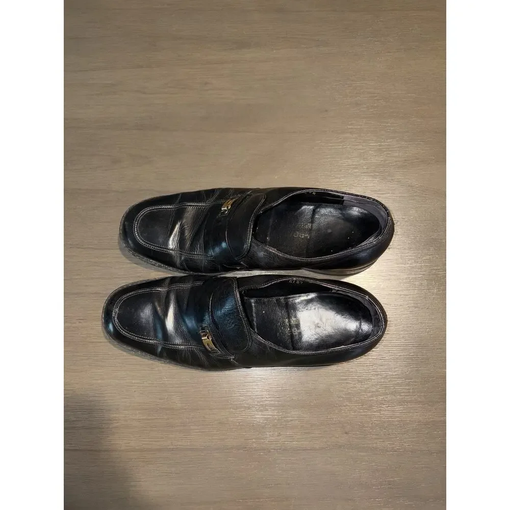 Men’s 9.5D Black Leather Bit Loafers Dress Shoes